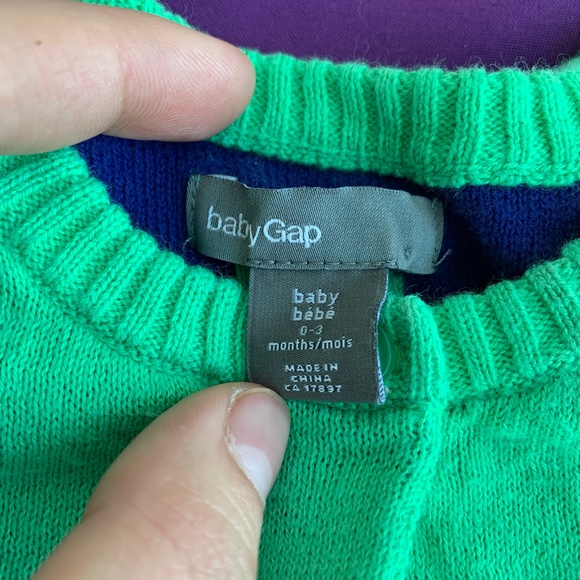 Baby Gap Jacket sweater 0-3 months green and blue - Picture 3 of 5